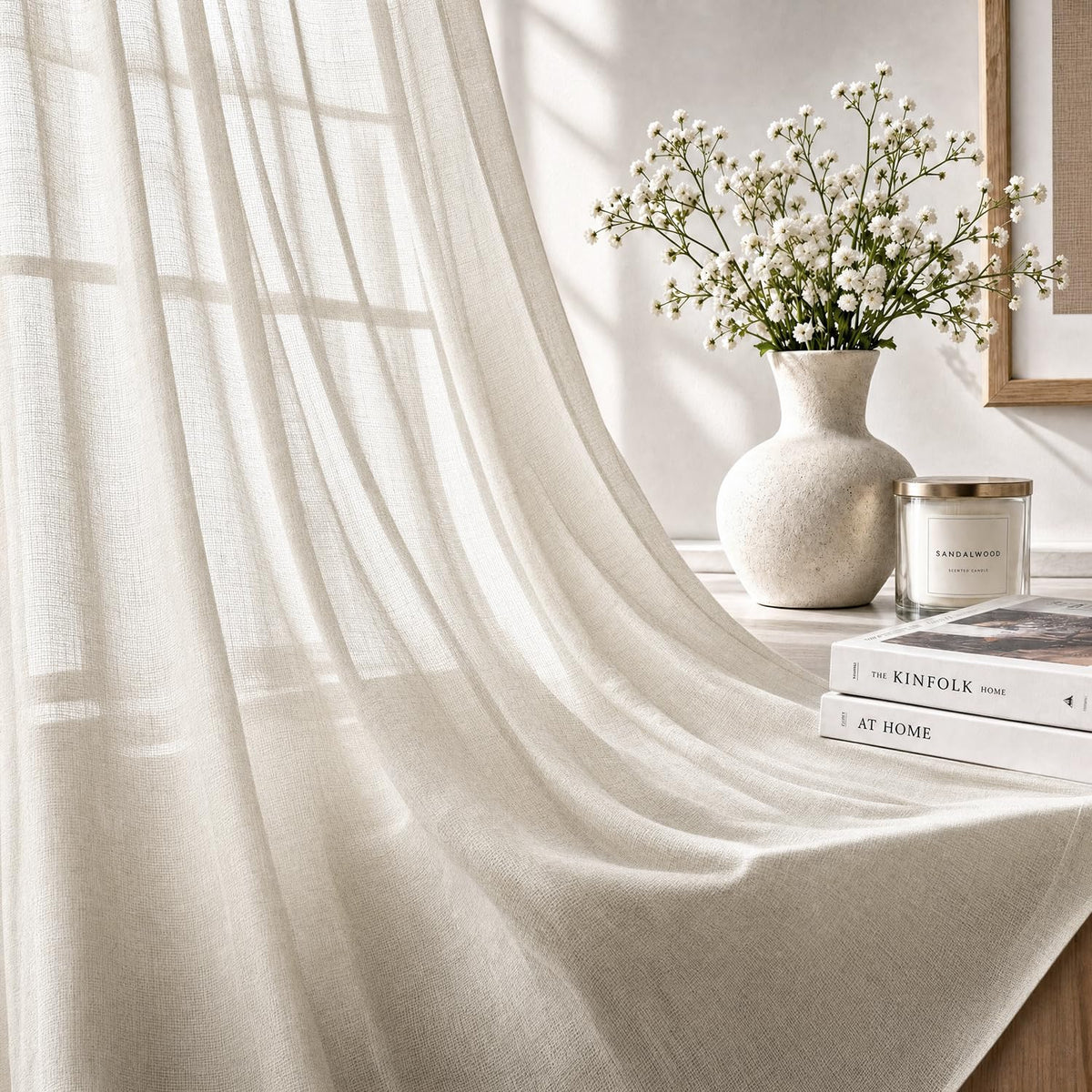 HOKIPO Breeze Sheer Curtains, 7 Feet Long - Ivory