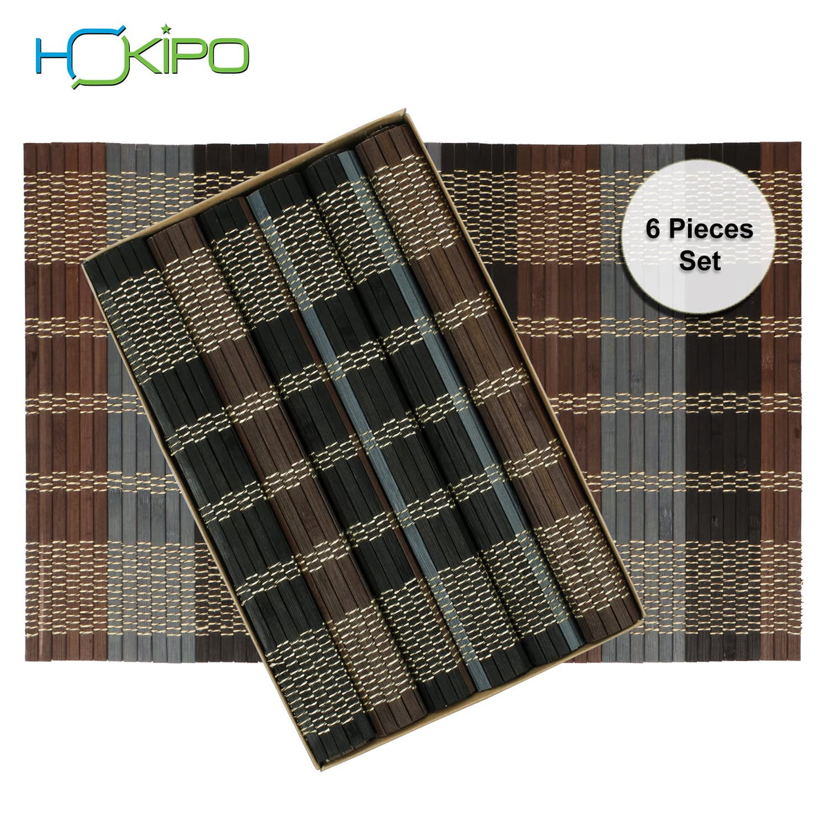 Buy Multicolor reversible bamboo placemat set of 6 | Hokipo