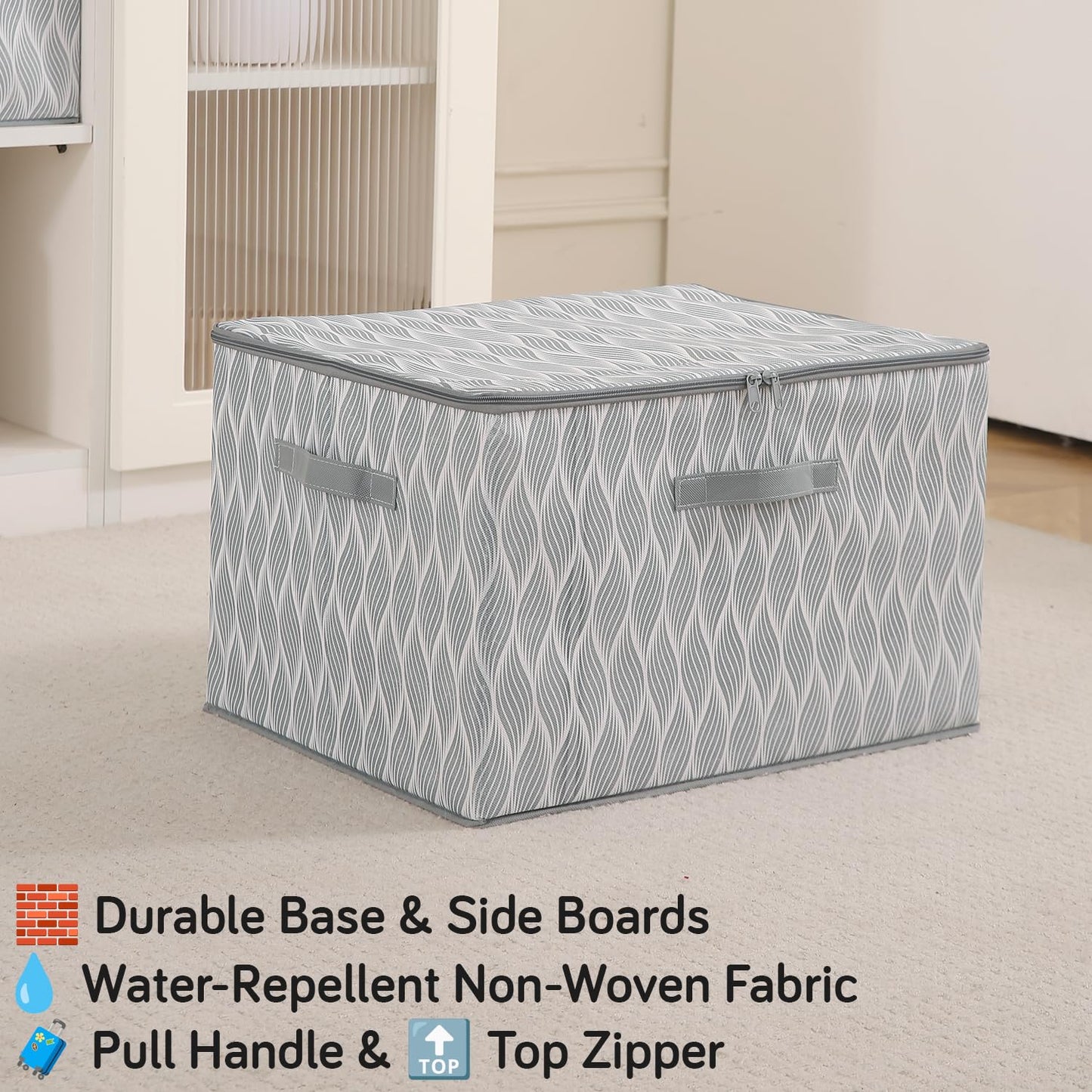 Foldable Clothes Organizer Box | Durable Non-Woven Storage with Zipper & Handle