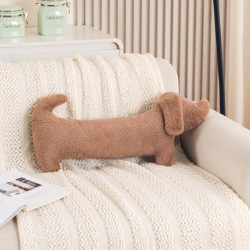 HOKIPO Dog Shaped Plush Cushion for Kids Room & Nursery, 59 cm, Brown