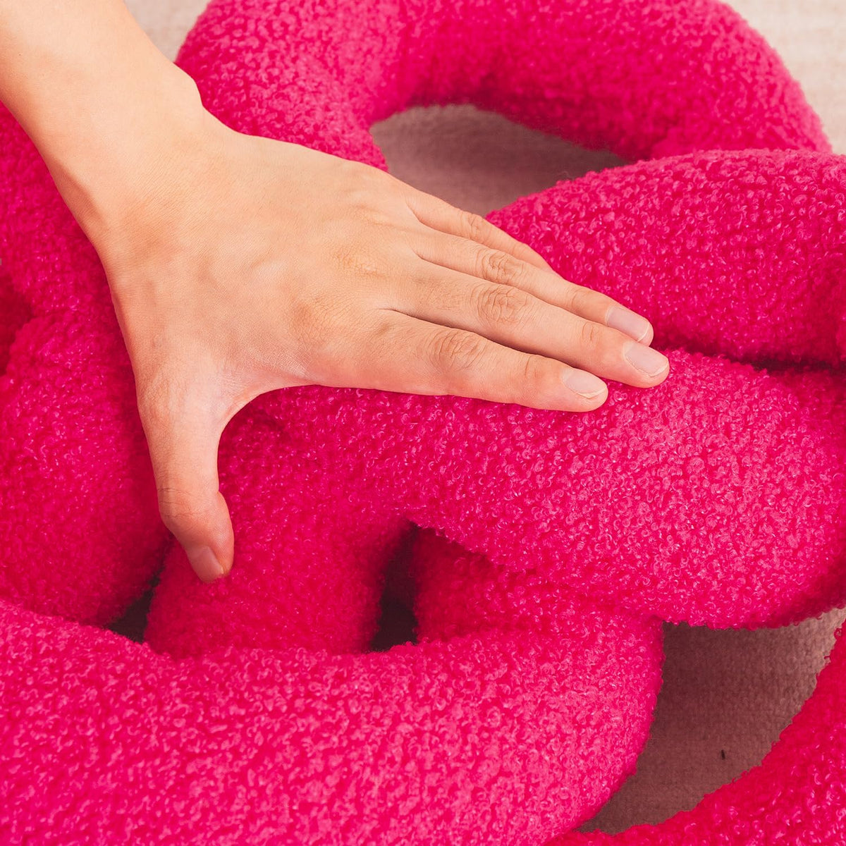HOKIPO Chunky Knot Chain Cushion for Sofa & Bed, 100 cm, Pink