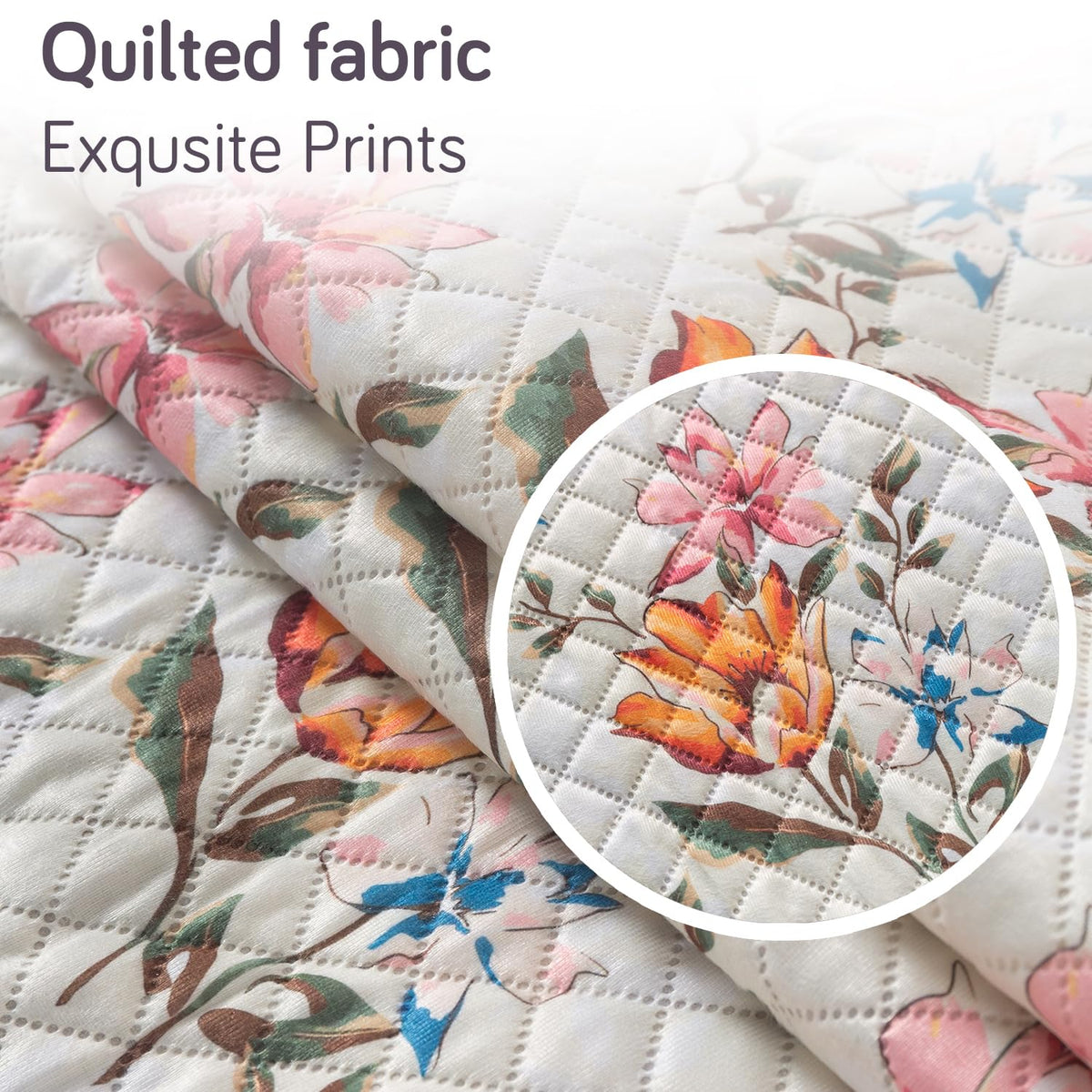 Quilted Sofa Cover 5-Seater Sofa Cover (3+1+1), Tassel Twigs | Painterly Floral