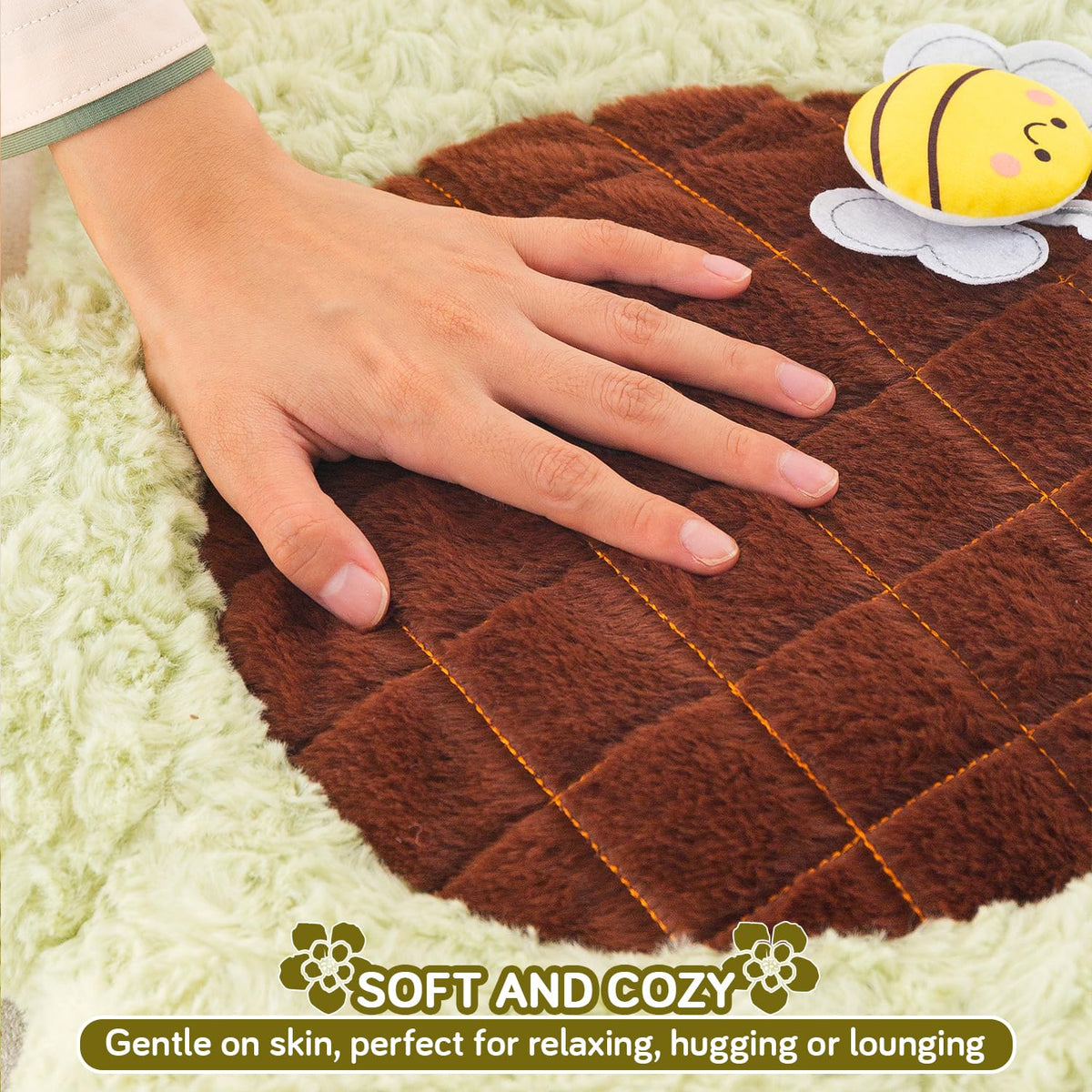 HOKIPO Sunflower Bee Cushion for Sofa & Bed, 50 cm, Green