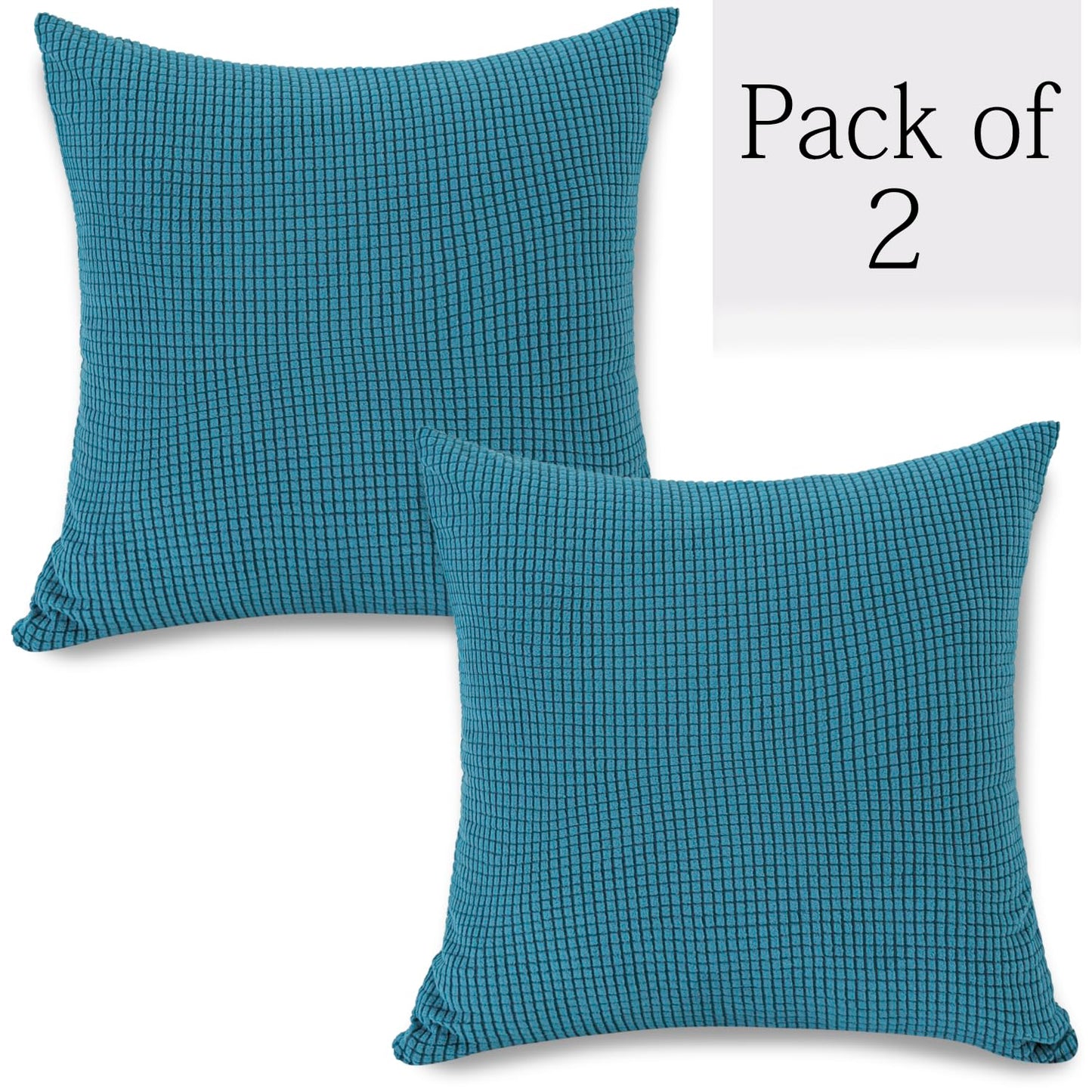 HOKIPO Jacquard Pack of 2 Cushion Cover 18x18 inch, Teal