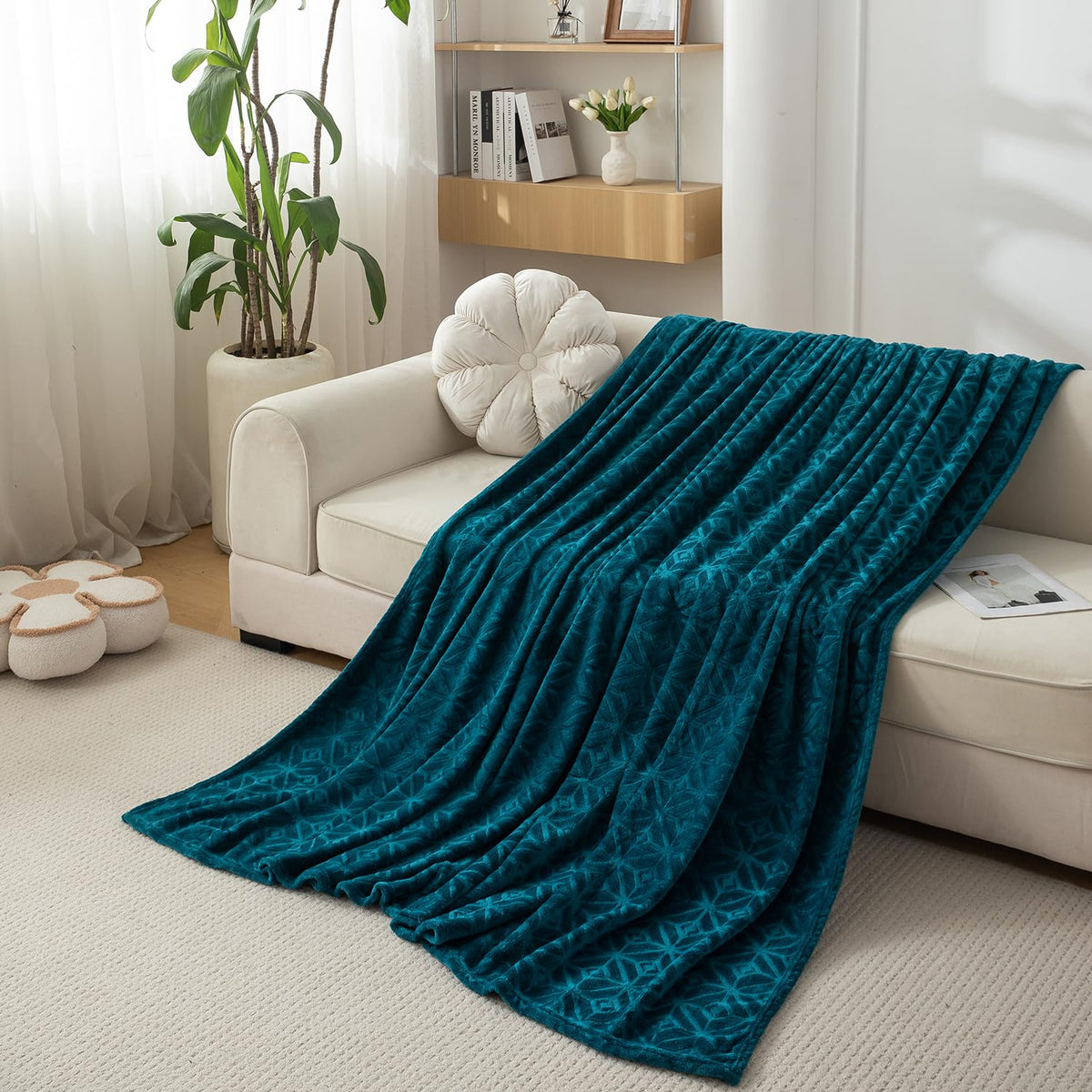 Teal Colour Luxury Blanket | HOKIPO