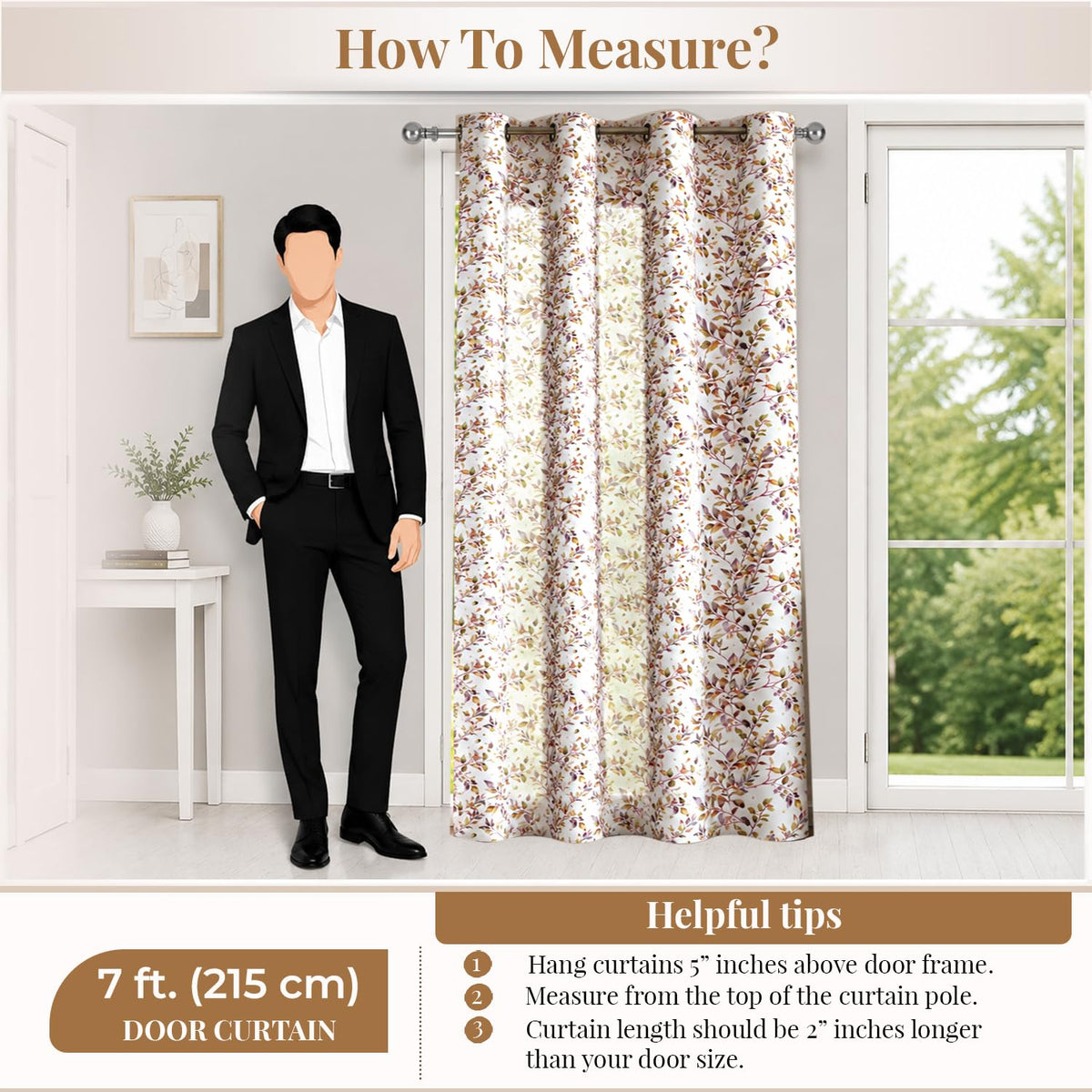 HOKIPO Petal Mist Sheer Eyelet Curtains, 7 Feet Long - Rosy Trails - image 7
