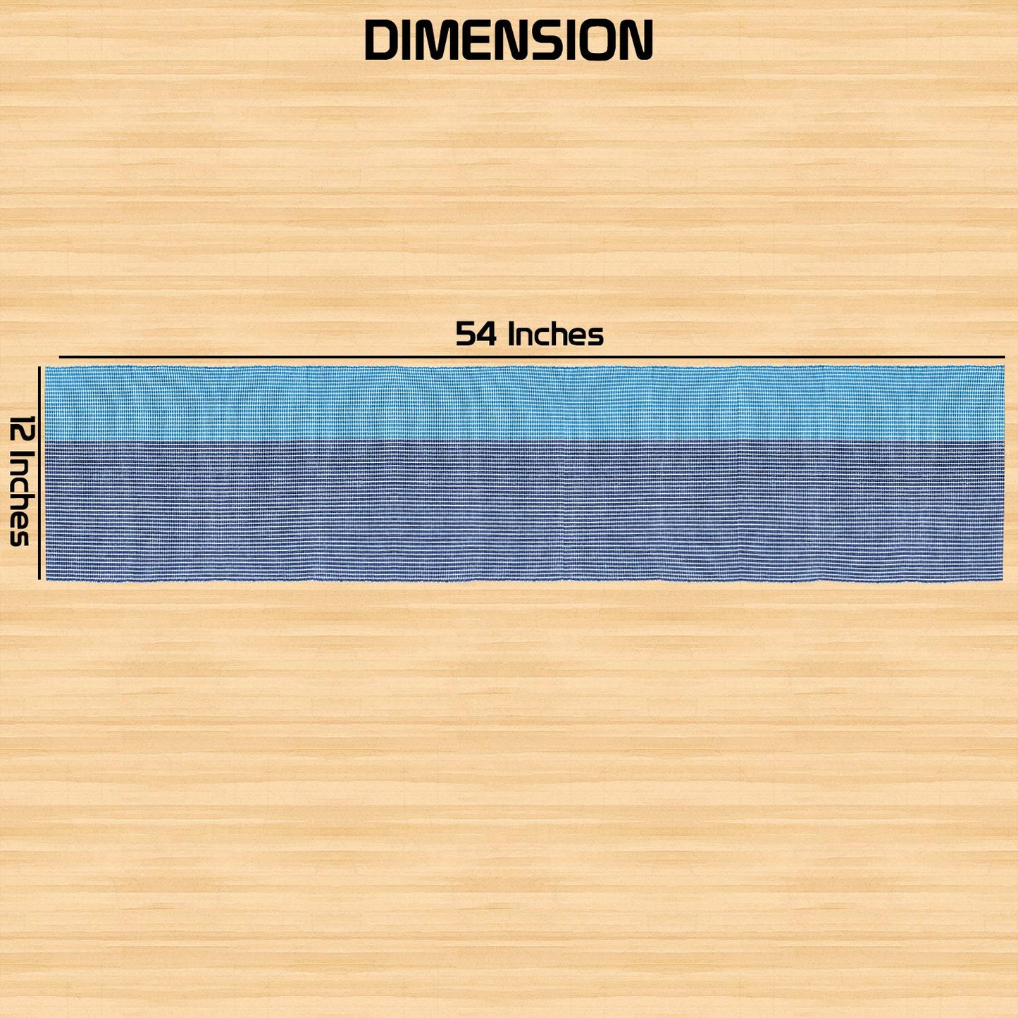 Cotton Ribbed Washable Table Runner for Dining Table 4 Seater, 12x54 Inches, Blue