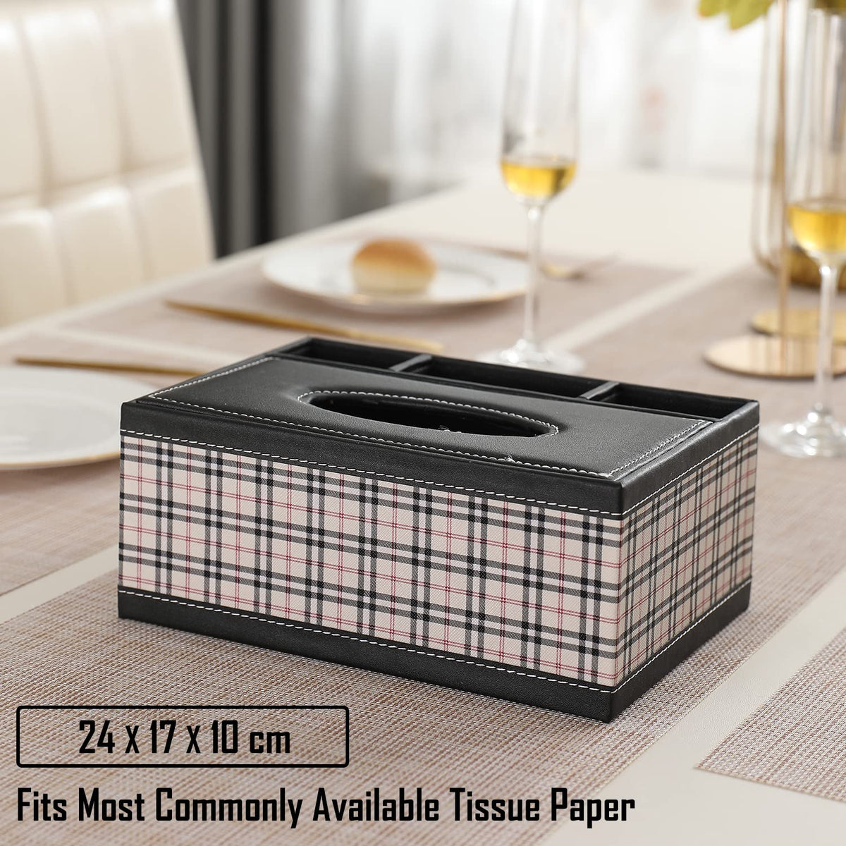 Buy premium faux leather tissue paper box | Hokipo