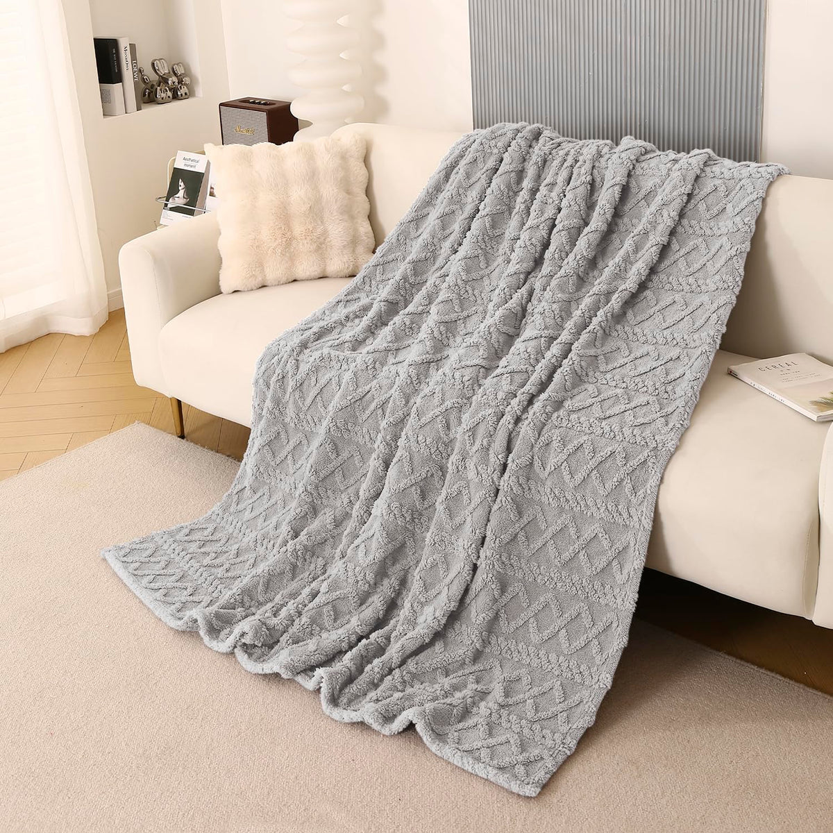 Buy Light Grey Colour Blanket - Sofa & Bed | HOKIPO