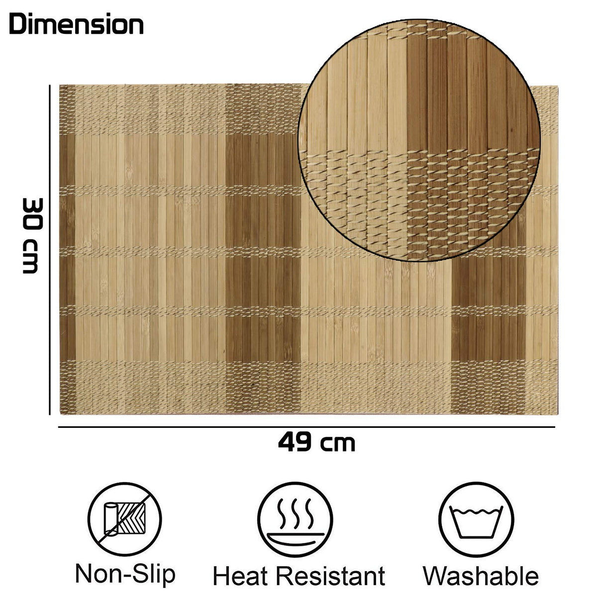 Buy bamboo 49x30 cm table mats | Hokipo