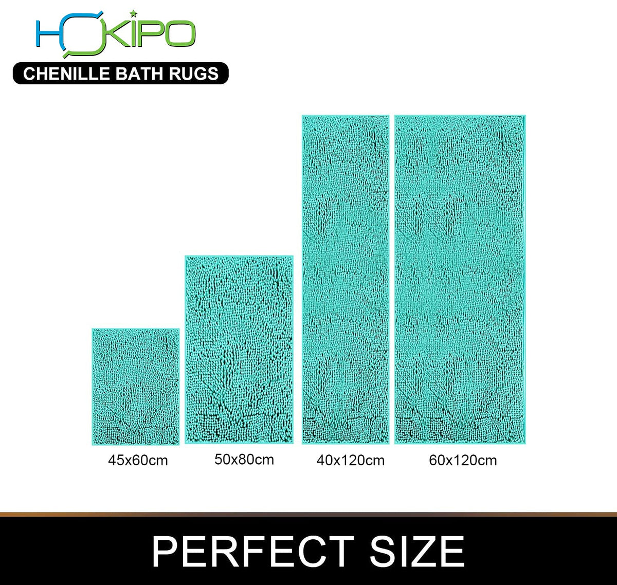 Buy Turquoise Chenille Luxury Bathroom Mat for Multiple Sizes