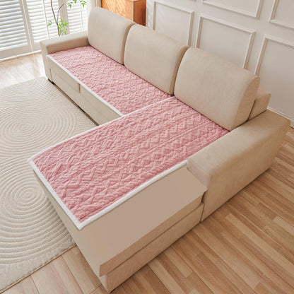 Buy Misty Rose Italian Caelora Luxury Jacquard Plush L Shape Sofa Cover | HOKIPO