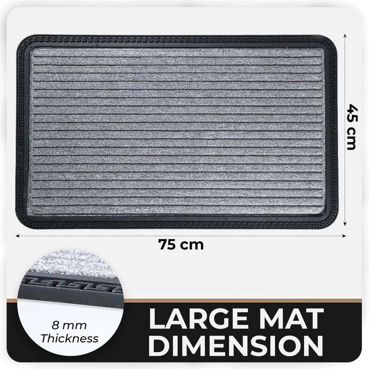 All Purpose Doormat with Rubber Backing, Thick mat for Outdoor and Indoor use, Grey