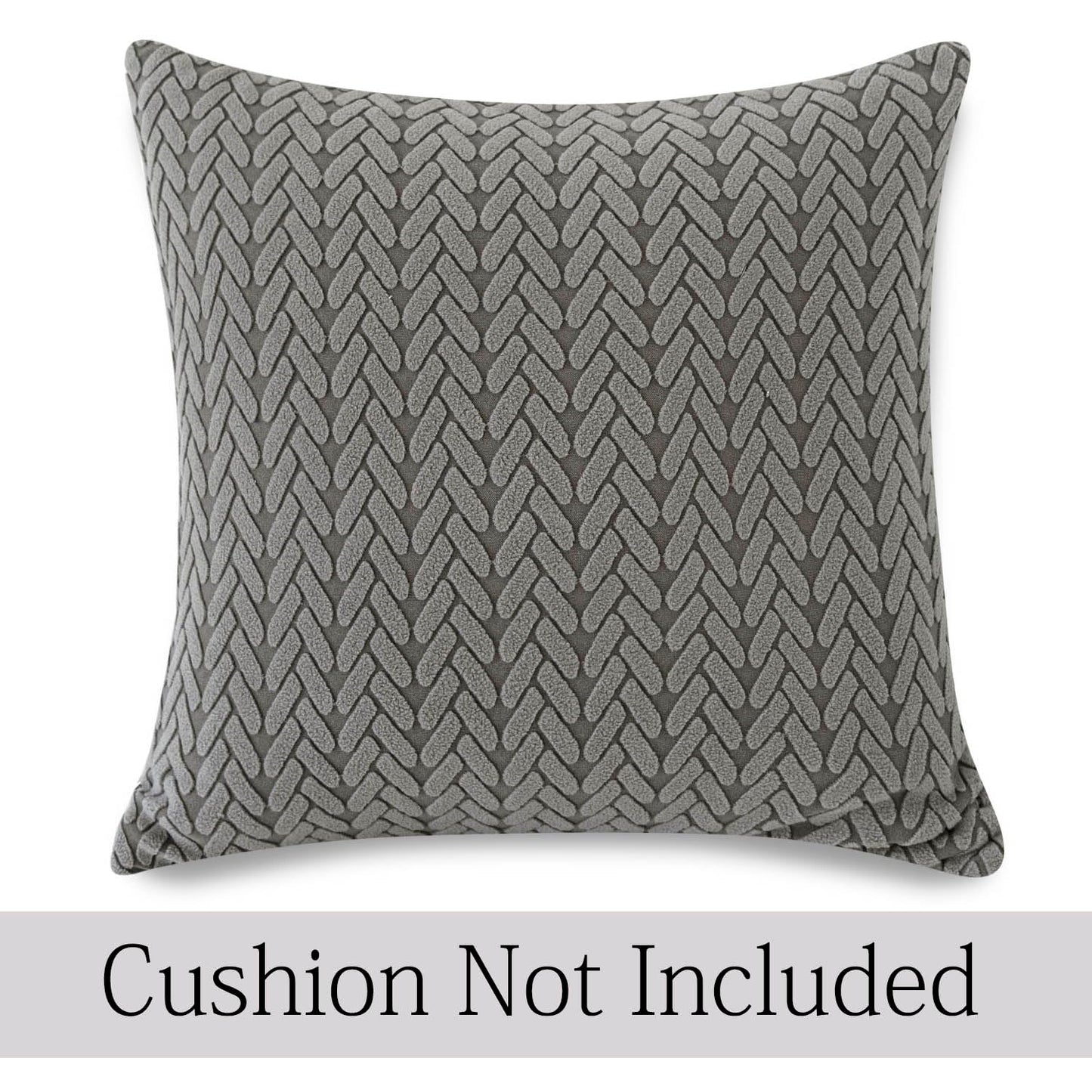 Dark Grey Colour Grid Texture Jacquard Pillow Covers | 18x18 Inch