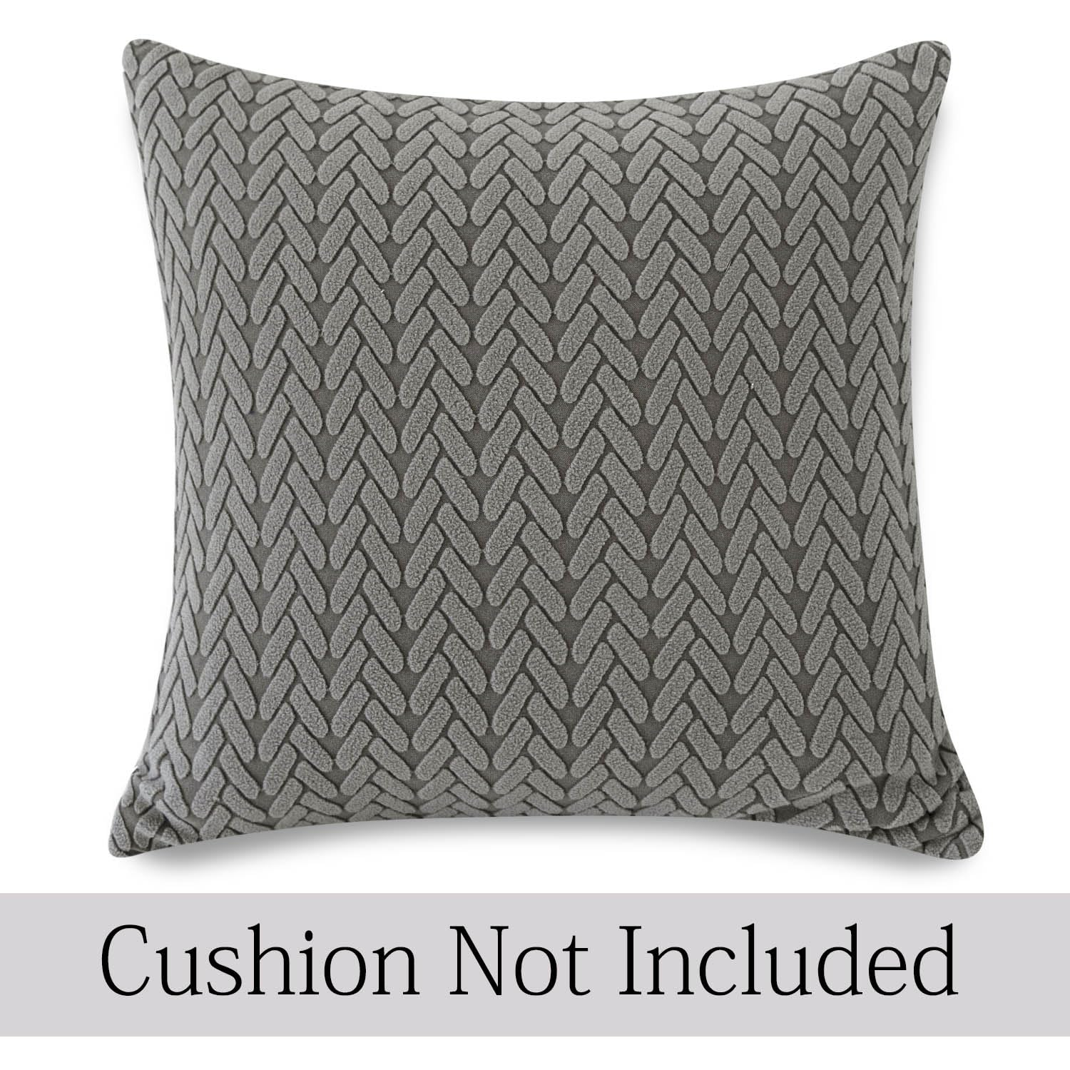 Dark Grey Colour Grid Texture Jacquard Pillow Covers | 18x18 Inch