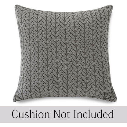 Dark Grey Colour Grid Texture Jacquard Pillow Covers | 18x18 Inch