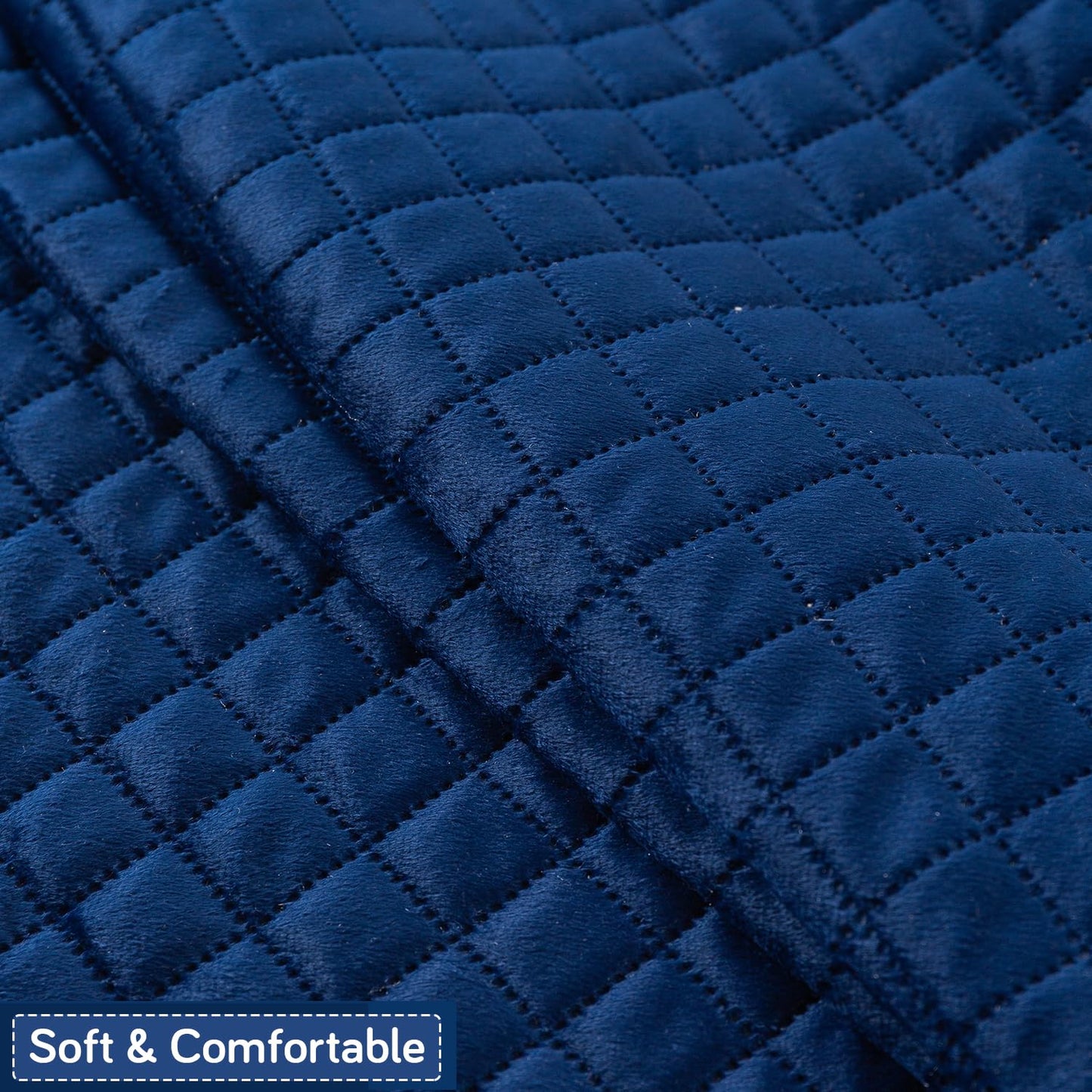 Quilt Classic 5-Seater Sofa Cover (3+1+1), Navy Blue