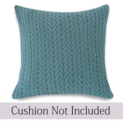 Carolina Blue Colour Grid Texture Jacquard Pillow Covers | 18x18 Inch