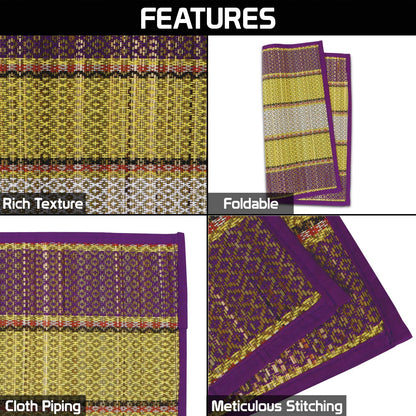 Natural River Grass Handcrafted Pooja Floor Mats/Meditation Prayer Mat/Sittting Mat/Aasan Mat Chatai for Pack of 2/4/6/8, Purple