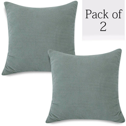Jacquard Pack of 2 Cushion Cover 18x18 Inches, Green