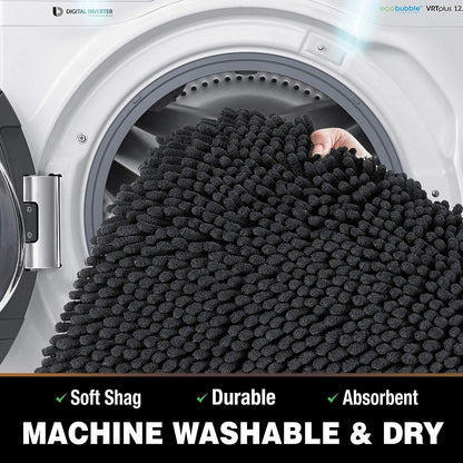 Chenille Luxury Bath Rug, Extra Soft And Absorbent Large Bathroom, Charcoal Grey