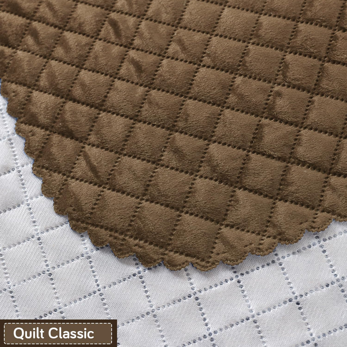 Quilt Classic 5-Seater Sofa Cover (3+1+1), Light Coffee