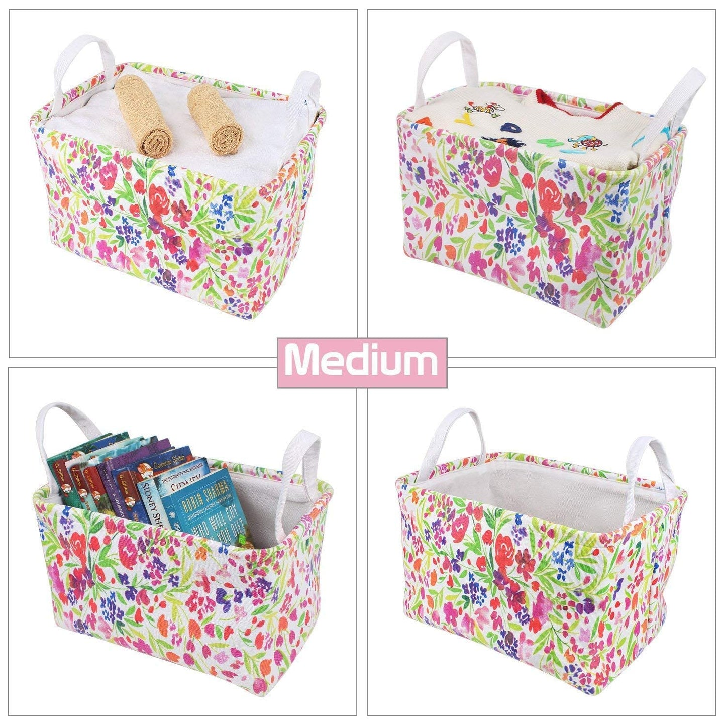 Eco-Friendly Foldable Storage Basket Bins Organizer, Medium - Pack of 2