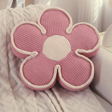 HOKIPO Plush Cotton Flower Cushion | Decorative Throw Pillow for Bed & Sofa - Baby Pink