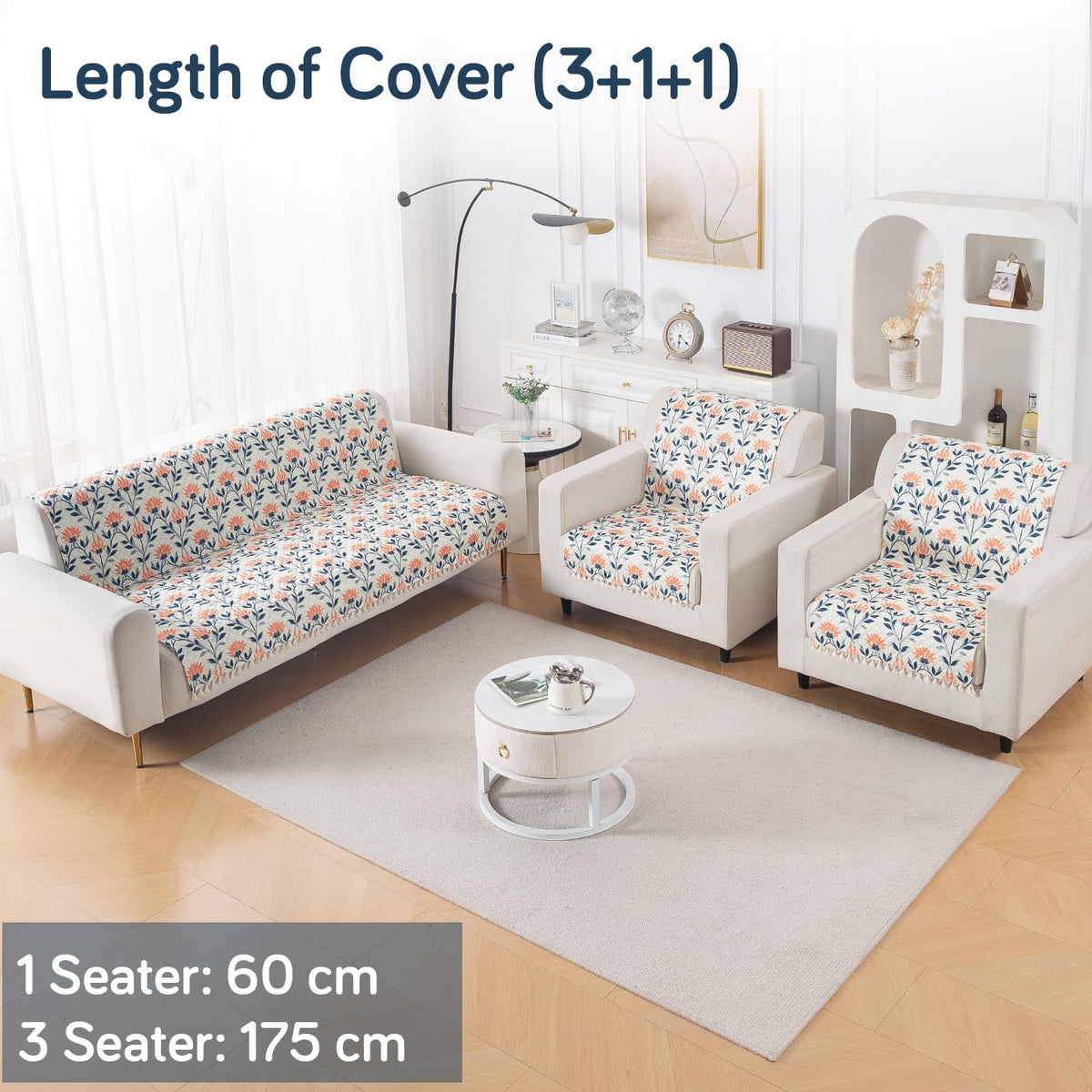Quilted Sofa Cover 5-Seater Sofa Cover (3+1+1), Tassel Twigs | Folk Garden