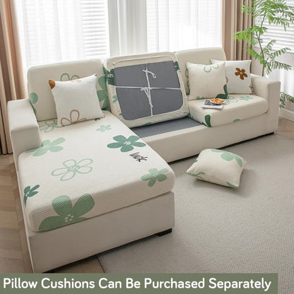 Stretchable Thick Fleece Textured Seat Couch Cushion Cover for 1/2/3 Seater, Celadon Green