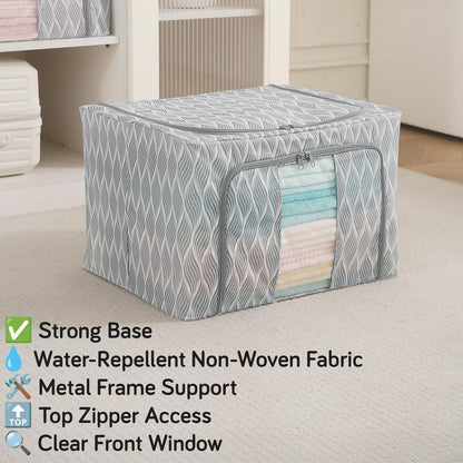 Sturdy, Stackable and Moisture Resistant Non-Woven Cloth Organiser for Storage, Grey