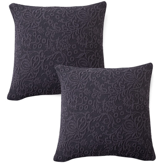 Buy Premium Abbey Grey Colour Woven Jacquard Zippered Square Pillow Cover Online