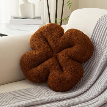 HOKIPO Floral Decorative Throw Pillow for Sofa, Couch & Bed | Soft Plush Flower Cushion | Aesthetic Pillow for Home Décor - 46 cm, Dark Brown (AR-6728-DBR)
