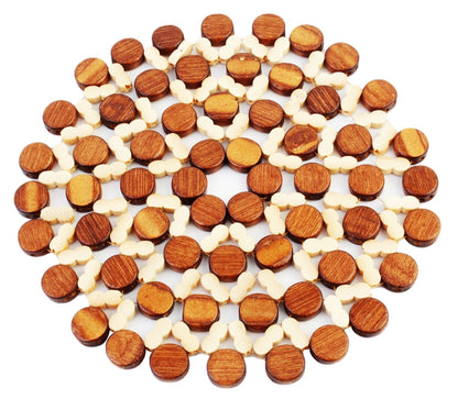 Kitchen Bamboo Pan Pot Holder Heat Insulation Pad, Round 8 Inch Diameter, 2 Piece Set