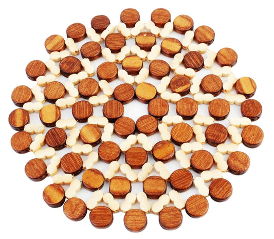 HOKIPO Kitchen Bamboo Pan Pot Holder Heat Insulation Pad, Round 8 Inch Diameter, 2 Piece Set