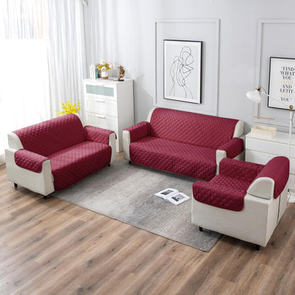 UrbanQuilt Quilted Polyester Sofa Cover Mat Pet Friendly, Maroon