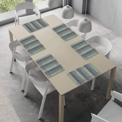 Reversible Bamboo Table Mats for Dining Table, Set of 6 Placemats, 45 x 30 cm, Multicolour