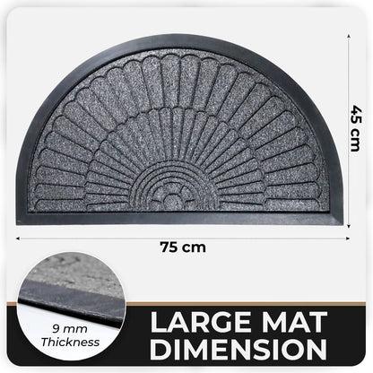 45X75cm All Purpose Doormat with Rubber Backing Half Circle Style, Thick mat for Outdoor and Indoor use, Grey