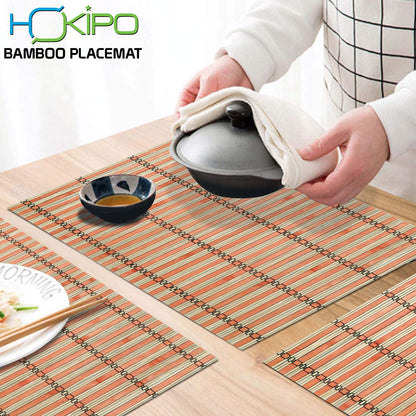 Reversible Bamboo Placemats for Dining Table Set of 4 Table Mats, 45 x 30 cm,