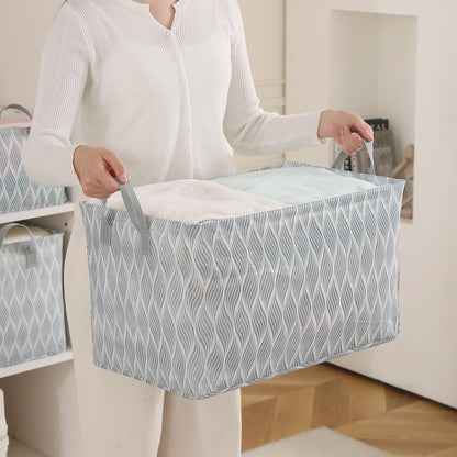 Foldable Wardrobe Storage Basket | Non-Woven Bin with Metal Frame & Handles