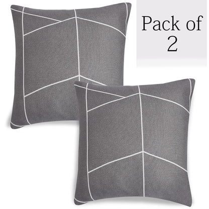 Ash Grey Abstract Printed 16 by 16 zippered square sofa cushion covers Set of 2