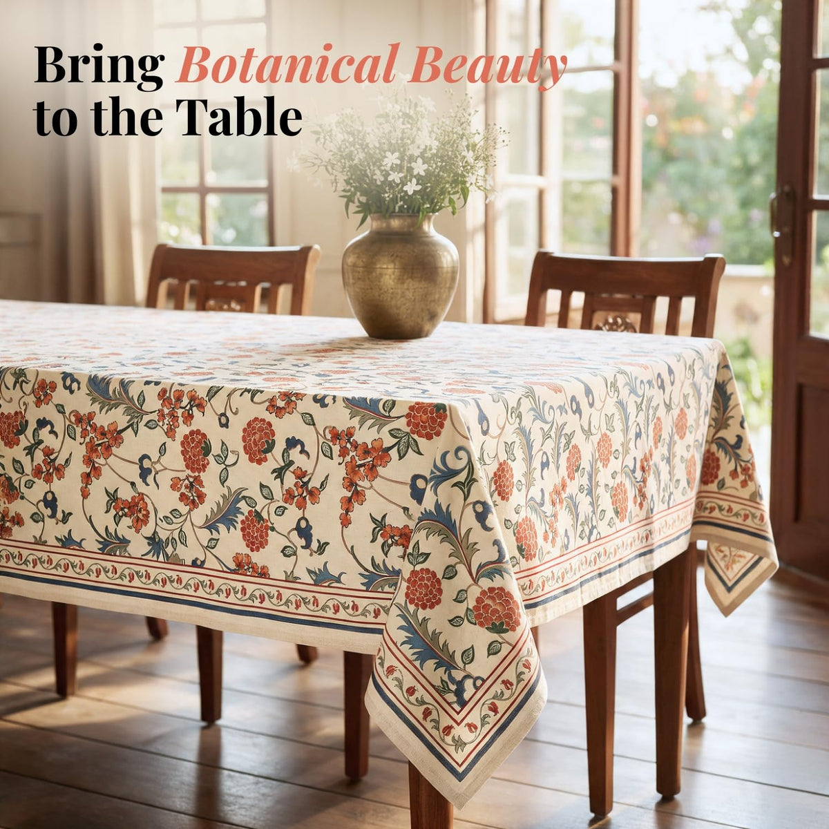 HOKIPO Dining Table Cloth for 6 Seater Table, Cream - image 2