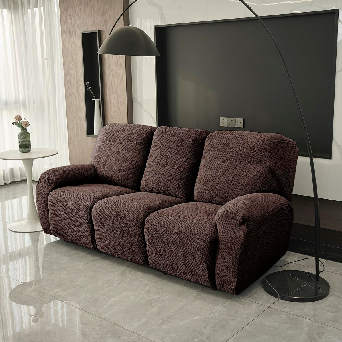 Buy Brown Colour Jacquard 3 Seater Recliner Sofa Cover