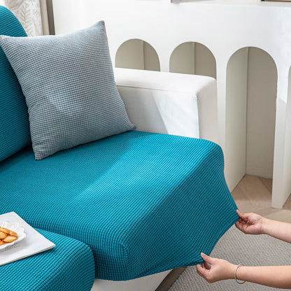 Stretchable Thick Jacquard Textured Seat Cushion Cover for 1/2/3 Seaters / Pieces for Sofa, Teal