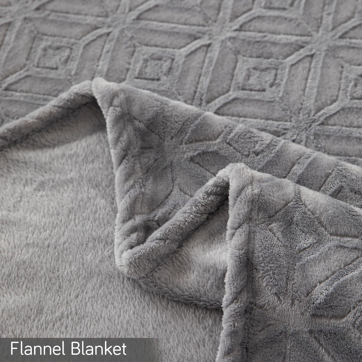 Buy Grey flannel fleece blanket lightweight and soft | HOKIPO