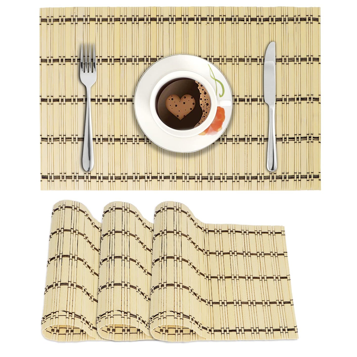 Bamboo Heat Resistant Table Mats Set Of 4, 45 X 30Cm