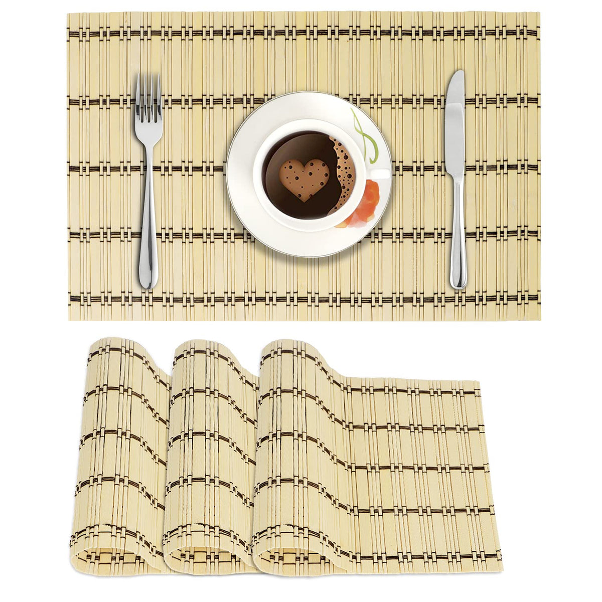 Bamboo Heat Resistant Table Mats Set Of 4, 45 X 30Cm