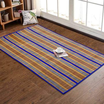 Natural Handmade Madurkathi Large Chatai Mats for Home, Blue