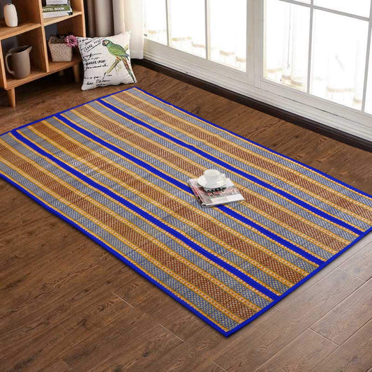 Natural Handmade Madurkathi Large Chatai Mats for Home, Blue