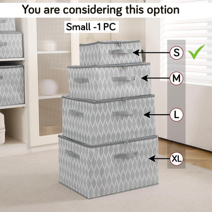 Foldable Clothes Organizer Box | Durable Non-Woven Storage with Zipper & Handle